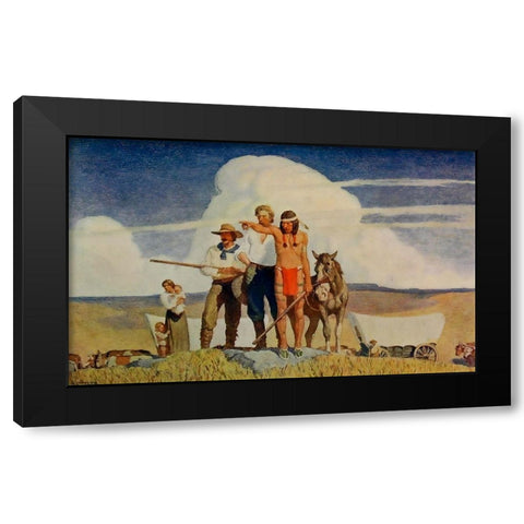 Pioneers-the opening of the prairies Black Modern Wood Framed Art Print with Double Matting by Wyeth, Newell