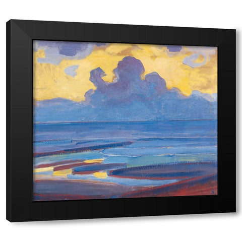 By the Sea Black Modern Wood Framed Art Print by Mondrian, Piet
