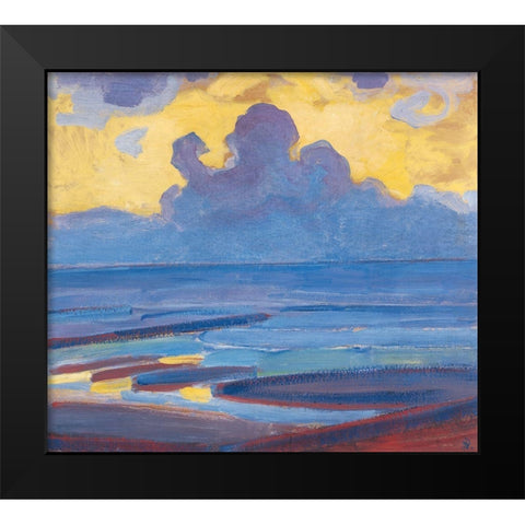 By the Sea Black Modern Wood Framed Art Print by Mondrian, Piet