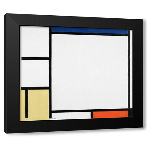 Composition with Blue-Red-Yellow-and Black Black Modern Wood Framed Art Print by Mondrian, Piet