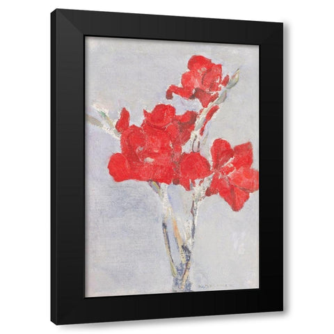 Red Gladioli Black Modern Wood Framed Art Print with Double Matting by Mondrian, Piet