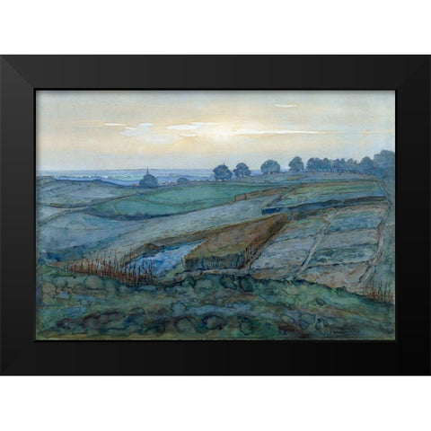 Landscape near Arnhem Black Modern Wood Framed Art Print by Mondrian, Piet