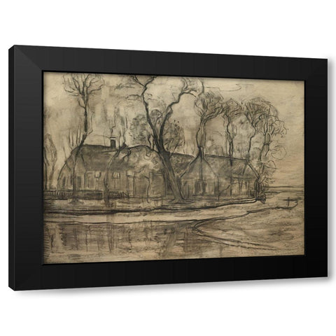 Farm Near Duivendrecht-The Sea Black Modern Wood Framed Art Print by Mondrian, Piet