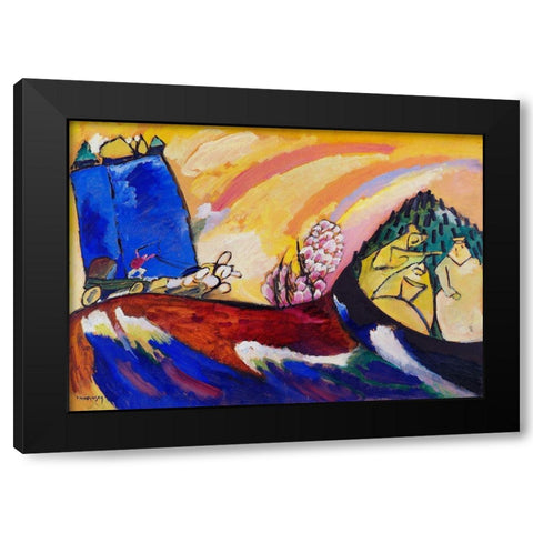 Painting with Troika 1911 Black Modern Wood Framed Art Print by Kandinsky, Wassily