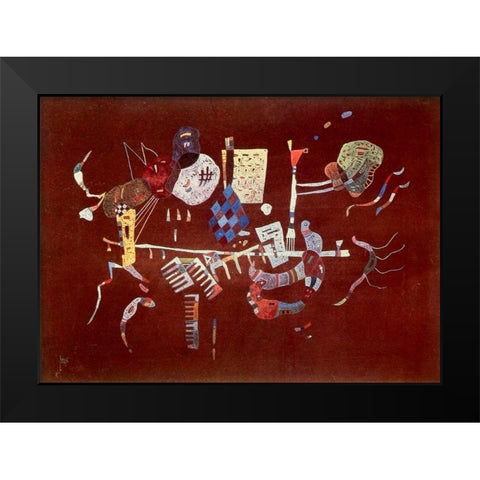 Around the line 1943 Black Modern Wood Framed Art Print by Kandinsky, Wassily