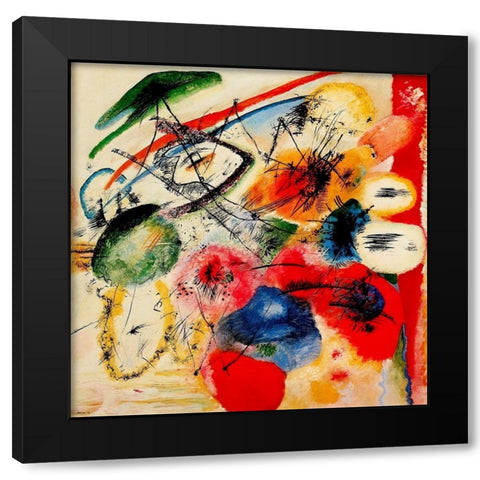 Black Lines 1913 Black Modern Wood Framed Art Print by Kandinsky, Wassily