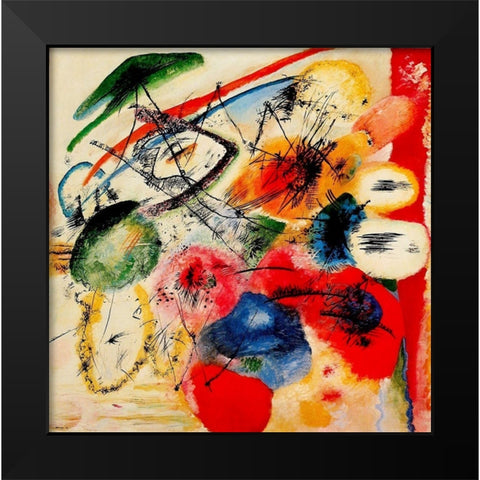 Black Lines 1913 Black Modern Wood Framed Art Print by Kandinsky, Wassily