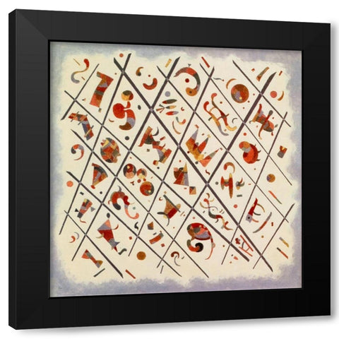 Division Unity 1934 Black Modern Wood Framed Art Print with Double Matting by Kandinsky, Wassily