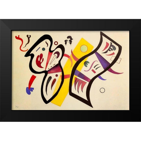 Double Affirmation 1934 Black Modern Wood Framed Art Print by Kandinsky, Wassily