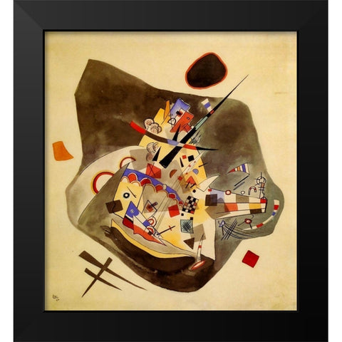 Grey spot 1922 Black Modern Wood Framed Art Print by Kandinsky, Wassily