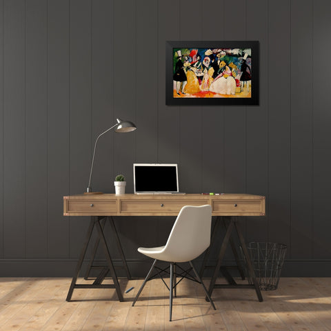 Group in crinolines 1909 Black Modern Wood Framed Art Print by Kandinsky, Wassily