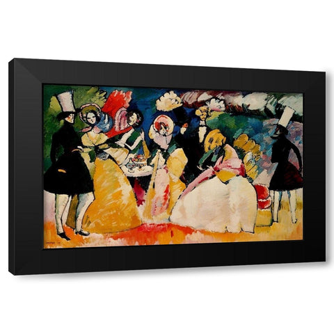 Group in crinolines 1909 Black Modern Wood Framed Art Print with Double Matting by Kandinsky, Wassily