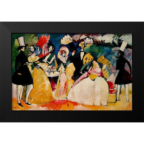 Group in crinolines 1909 Black Modern Wood Framed Art Print by Kandinsky, Wassily