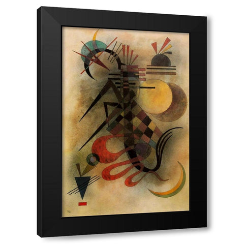 Hard but Soft 1927 Black Modern Wood Framed Art Print with Double Matting by Kandinsky, Wassily