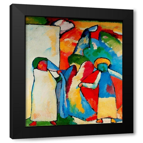 Improvisation no.6 African 1909 Black Modern Wood Framed Art Print with Double Matting by Kandinsky, Wassily