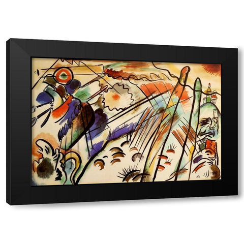 Improvisation no.28a 1911-12 Black Modern Wood Framed Art Print by Kandinsky, Wassily