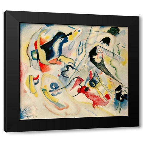Improvisation no.29 Swan 1912 Black Modern Wood Framed Art Print with Double Matting by Kandinsky, Wassily
