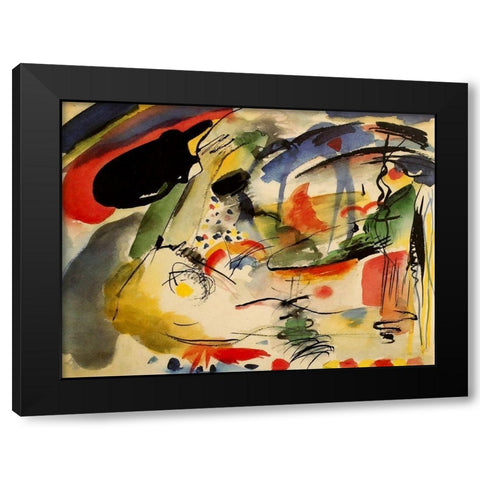 Improvisation no.33 1913 Black Modern Wood Framed Art Print with Double Matting by Kandinsky, Wassily