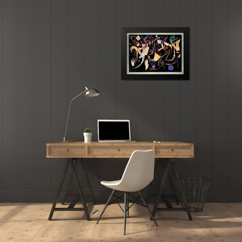 Multiple Forms 1936 Black Modern Wood Framed Art Print by Kandinsky, Wassily
