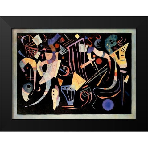 Multiple Forms 1936 Black Modern Wood Framed Art Print by Kandinsky, Wassily