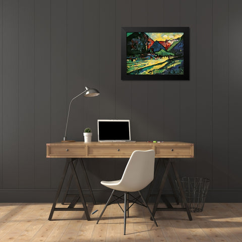 Murnau Landscape 1909 Black Modern Wood Framed Art Print by Kandinsky, Wassily