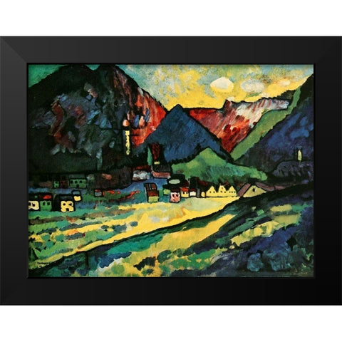Murnau Landscape 1909 Black Modern Wood Framed Art Print by Kandinsky, Wassily