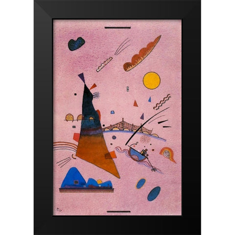 On Violet 1924 Black Modern Wood Framed Art Print by Kandinsky, Wassily