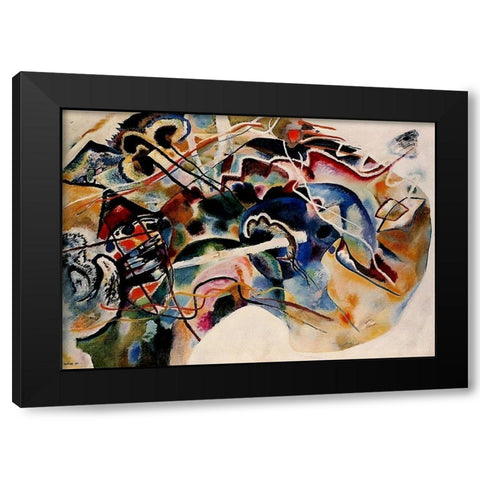 Painting with White Border 1913 Black Modern Wood Framed Art Print with Double Matting by Kandinsky, Wassily