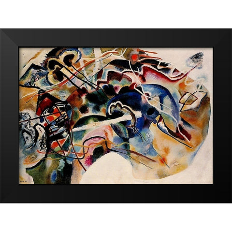 Painting with White Border 1913 Black Modern Wood Framed Art Print by Kandinsky, Wassily