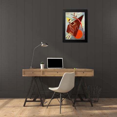 Pointed and Round Black Modern Wood Framed Art Print by Kandinsky, Wassily