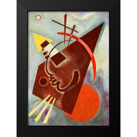 Pointed and Round Black Modern Wood Framed Art Print by Kandinsky, Wassily