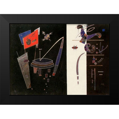 Red Accent 1943 Black Modern Wood Framed Art Print by Kandinsky, Wassily
