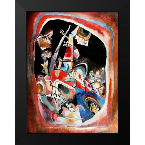 Red border 1919 Black Modern Wood Framed Art Print by Kandinsky, Wassily