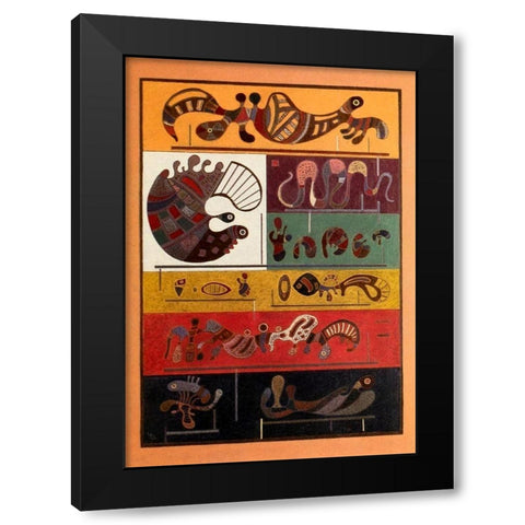 Seven 1943 Black Modern Wood Framed Art Print with Double Matting by Kandinsky, Wassily