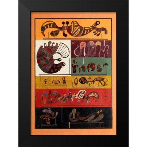 Seven 1943 Black Modern Wood Framed Art Print by Kandinsky, Wassily