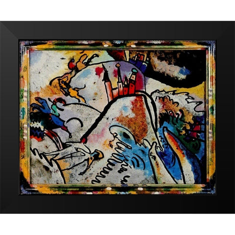 Small Pleasures 1911 Black Modern Wood Framed Art Print by Kandinsky, Wassily