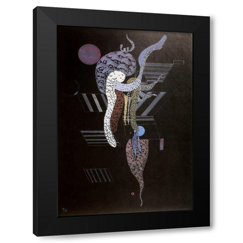 Soft 1936 Black Modern Wood Framed Art Print with Double Matting by Kandinsky, Wassily