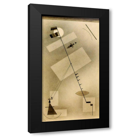 Taut Line 1931 Black Modern Wood Framed Art Print with Double Matting by Kandinsky, Wassily