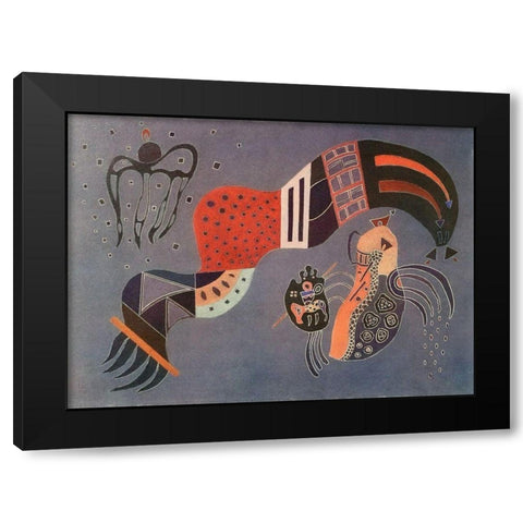 Tempered Elan 1944 Black Modern Wood Framed Art Print by Kandinsky, Wassily