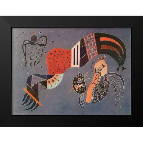 Tempered Elan 1944 Black Modern Wood Framed Art Print by Kandinsky, Wassily