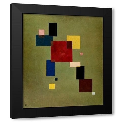 Thirteen Rectangles 1930 Black Modern Wood Framed Art Print with Double Matting by Kandinsky, Wassily
