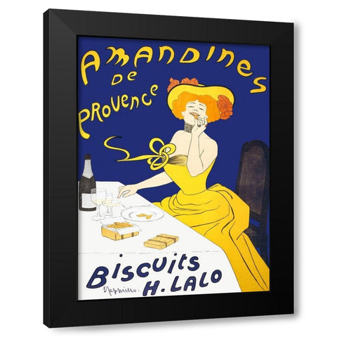 Woman eating almond cookies Black Modern Wood Framed Art Print with Double Matting by Cappiello, Leonetto