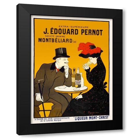 Man and woman at a cafe Black Modern Wood Framed Art Print with Double Matting by Cappiello, Leonetto