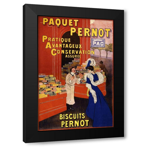 Paquet Pernot Biscuits Pernot Black Modern Wood Framed Art Print by Cappiello, Leonetto