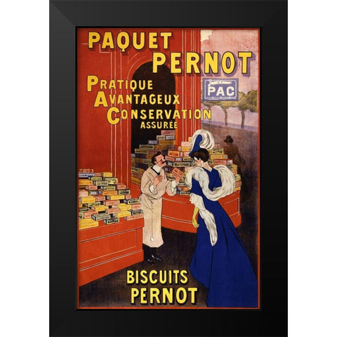 Paquet Pernot Biscuits Pernot Black Modern Wood Framed Art Print by Cappiello, Leonetto