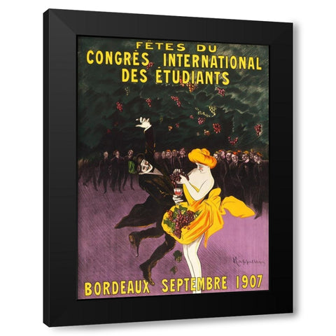 Celebrations of the international student congress-Bordeaux Black Modern Wood Framed Art Print by Cappiello, Leonetto