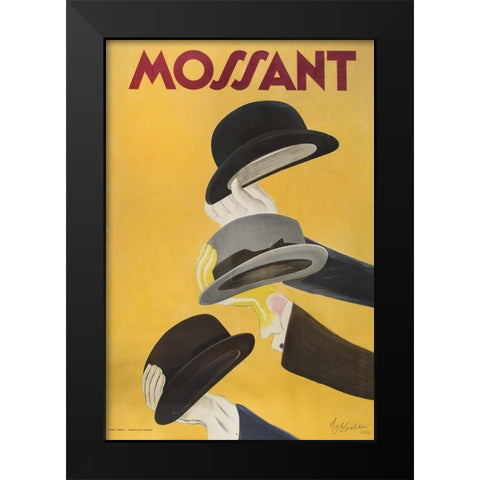 Mossant hats Black Modern Wood Framed Art Print by Cappiello, Leonetto