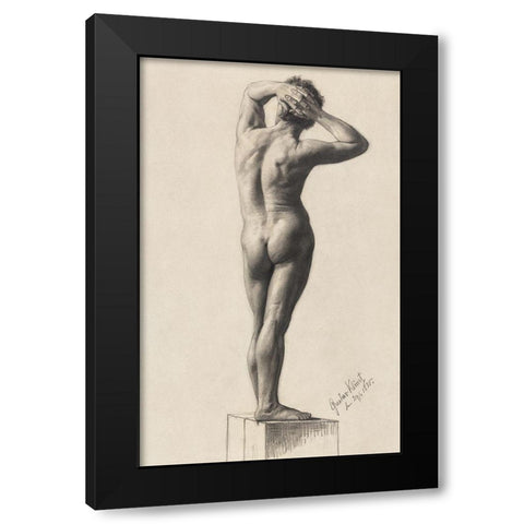 Male Nude Black Modern Wood Framed Art Print with Double Matting by Klimt, Gustav