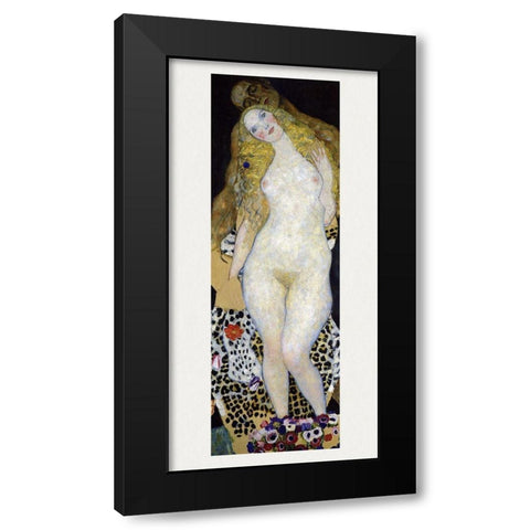 Adam and Eve Black Modern Wood Framed Art Print with Double Matting by Klimt, Gustav