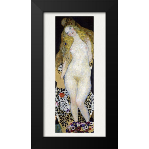 Adam and Eve Black Modern Wood Framed Art Print by Klimt, Gustav